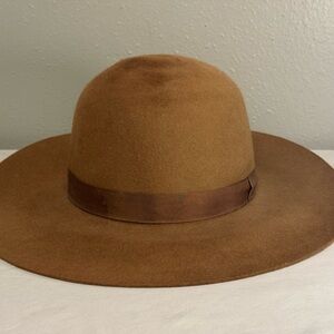 Grace Hats Ladies M/L Wool Wide-Brimmed Fedora Hat, Camel/Dark Tan, Good Condtn